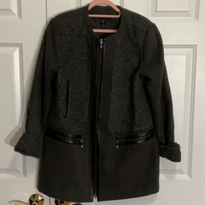 METAPHOR Vegan Leather Wool Blend Coat
